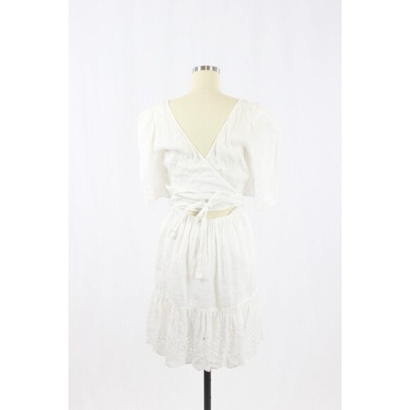 LA VIE By REBECCA TAYLOR Sarcelle White Linen Eyelet Embroidered Dress, Size S - Picture 7 of 16